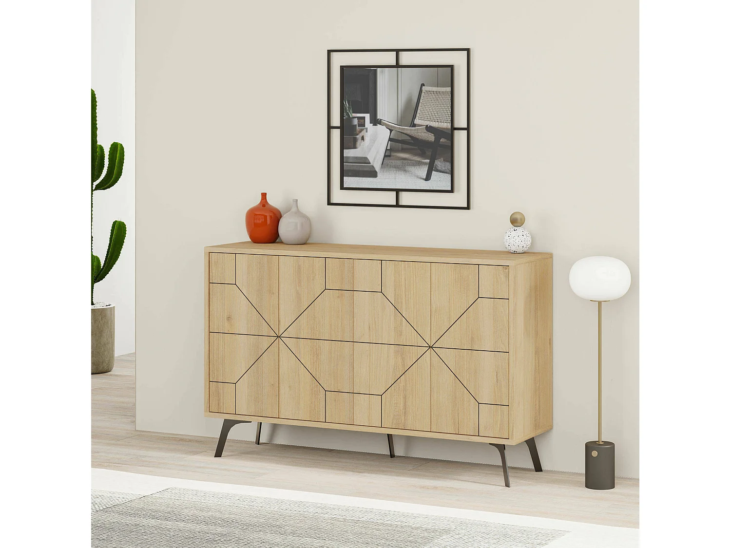 Buffet Dmoscardin, Buffet du salon, Commode de salon, Garde-manger de cuisine, 123x35 h62 cm, Chêne