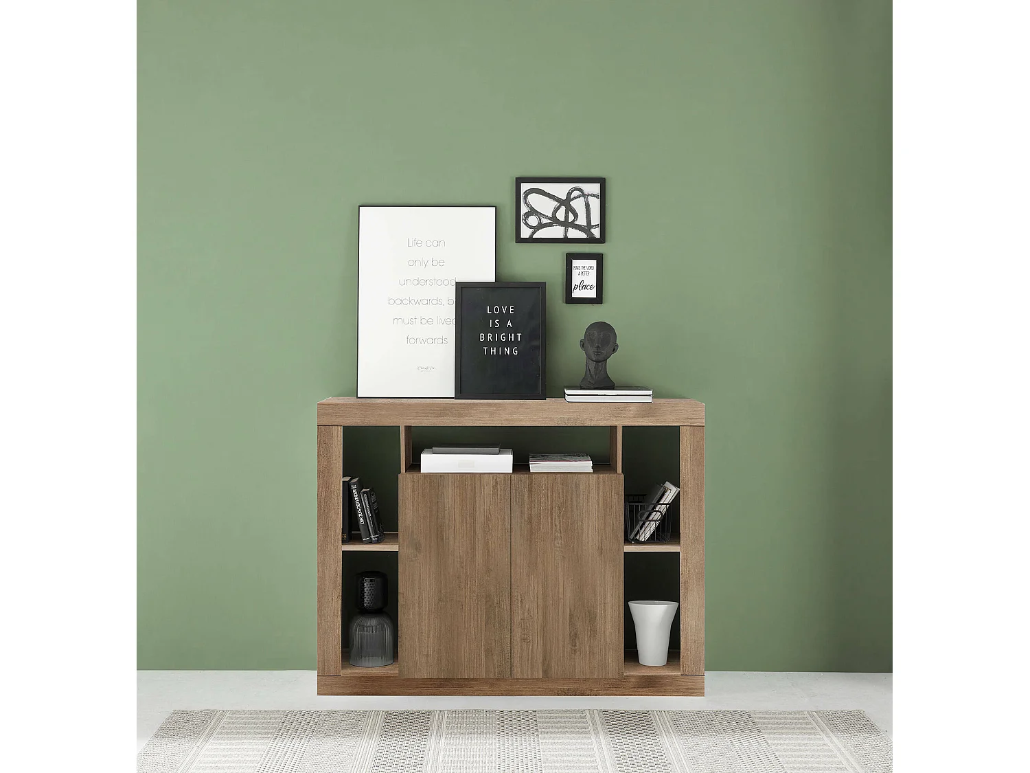 Buffet Dgober, Buffet du salon, Commode de salon, Garde-manger de cuisine, Made in Italy, 134x42 h102 cm, Chêne clair