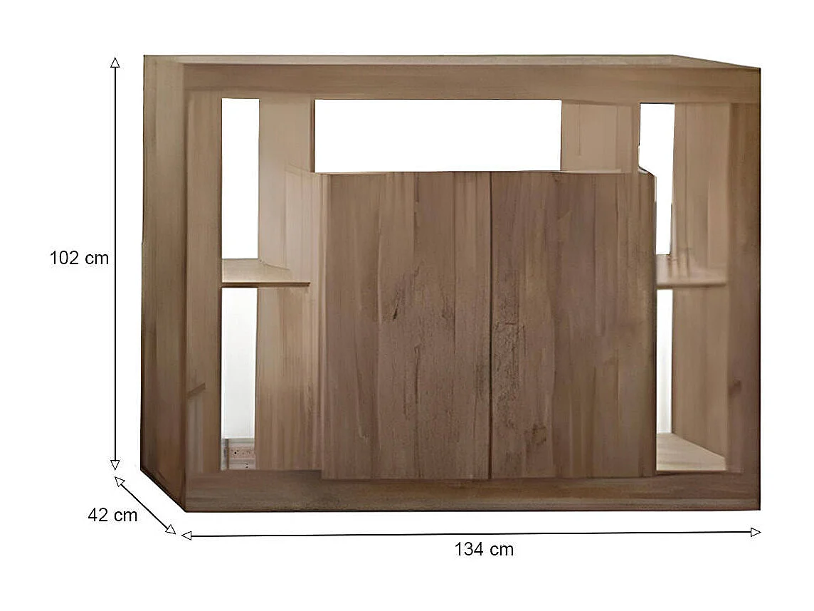 Buffet Dgober, Buffet du salon, Commode de salon, Garde-manger de cuisine, Made in Italy, 134x42 h102 cm, Chêne clair