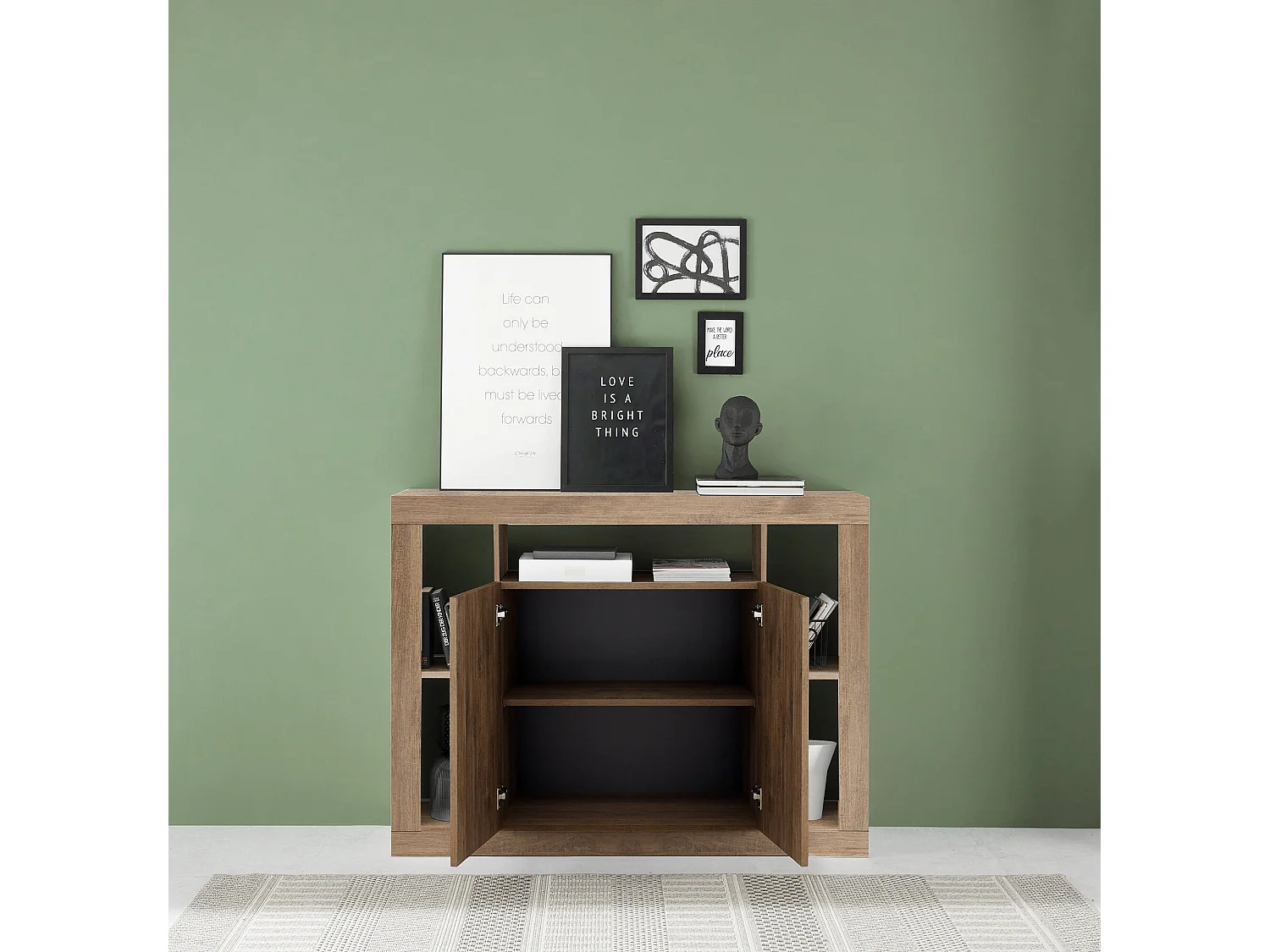 Buffet Dgober, Buffet du salon, Commode de salon, Garde-manger de cuisine, Made in Italy, 134x42 h102 cm, Chêne clair