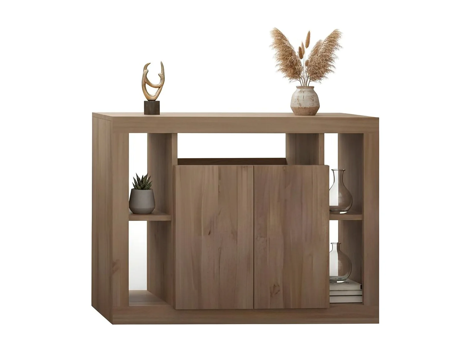 Buffet Dgober, Buffet du salon, Commode de salon, Garde-manger de cuisine, Made in Italy, 134x42 h102 cm, Chêne clair