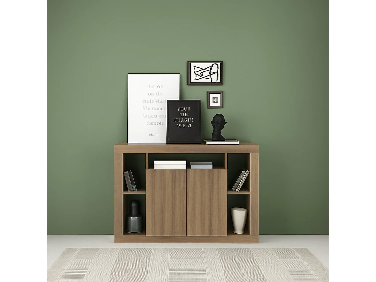 Buffet Dgober, Buffet du salon, Commode de salon, Garde-manger de cuisine, Made in Italy, 134x42 h102 cm, Chêne clair