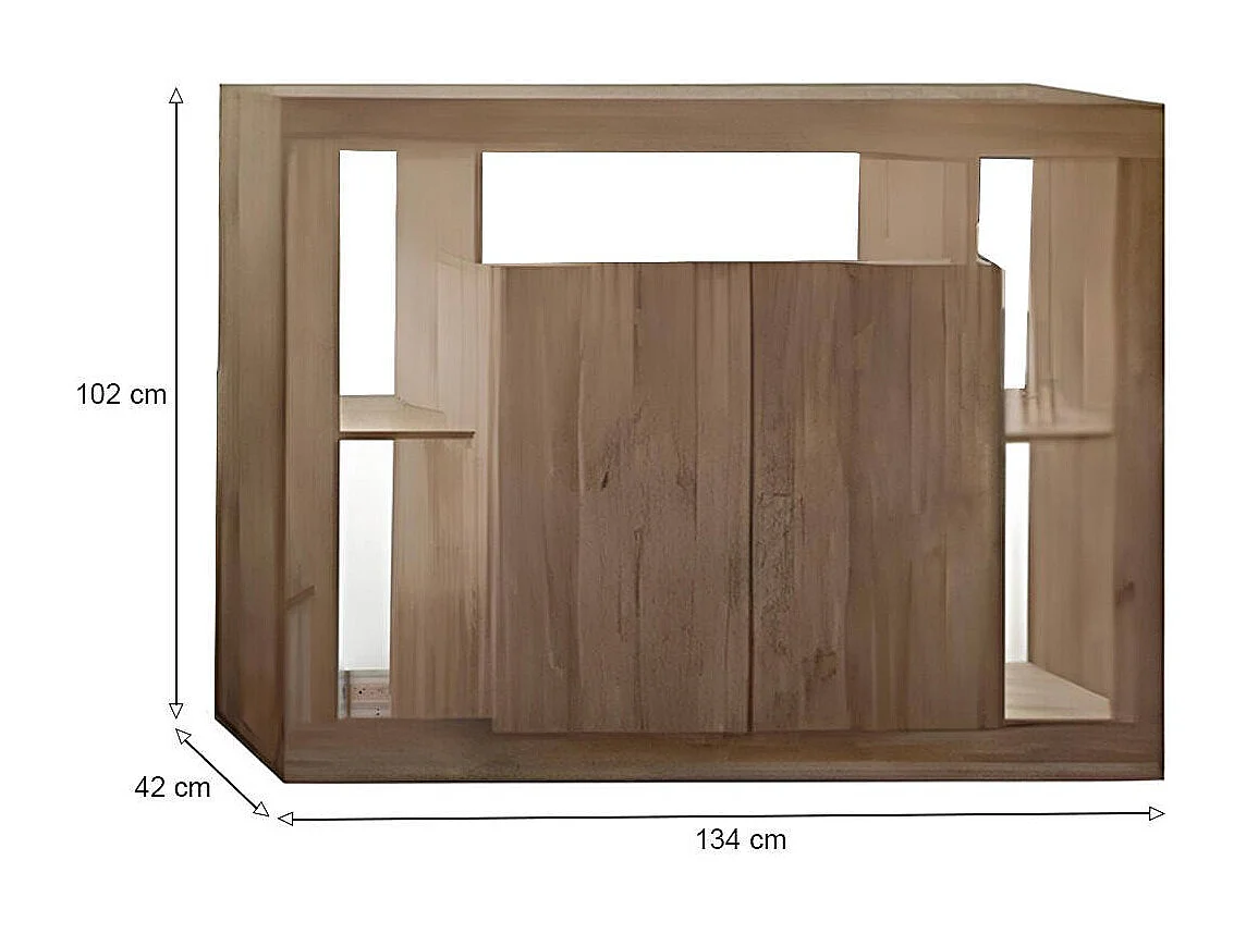 Buffet Dgober, Buffet du salon, Commode de salon, Garde-manger de cuisine, Made in Italy, 134x42 h102 cm, Chêne clair