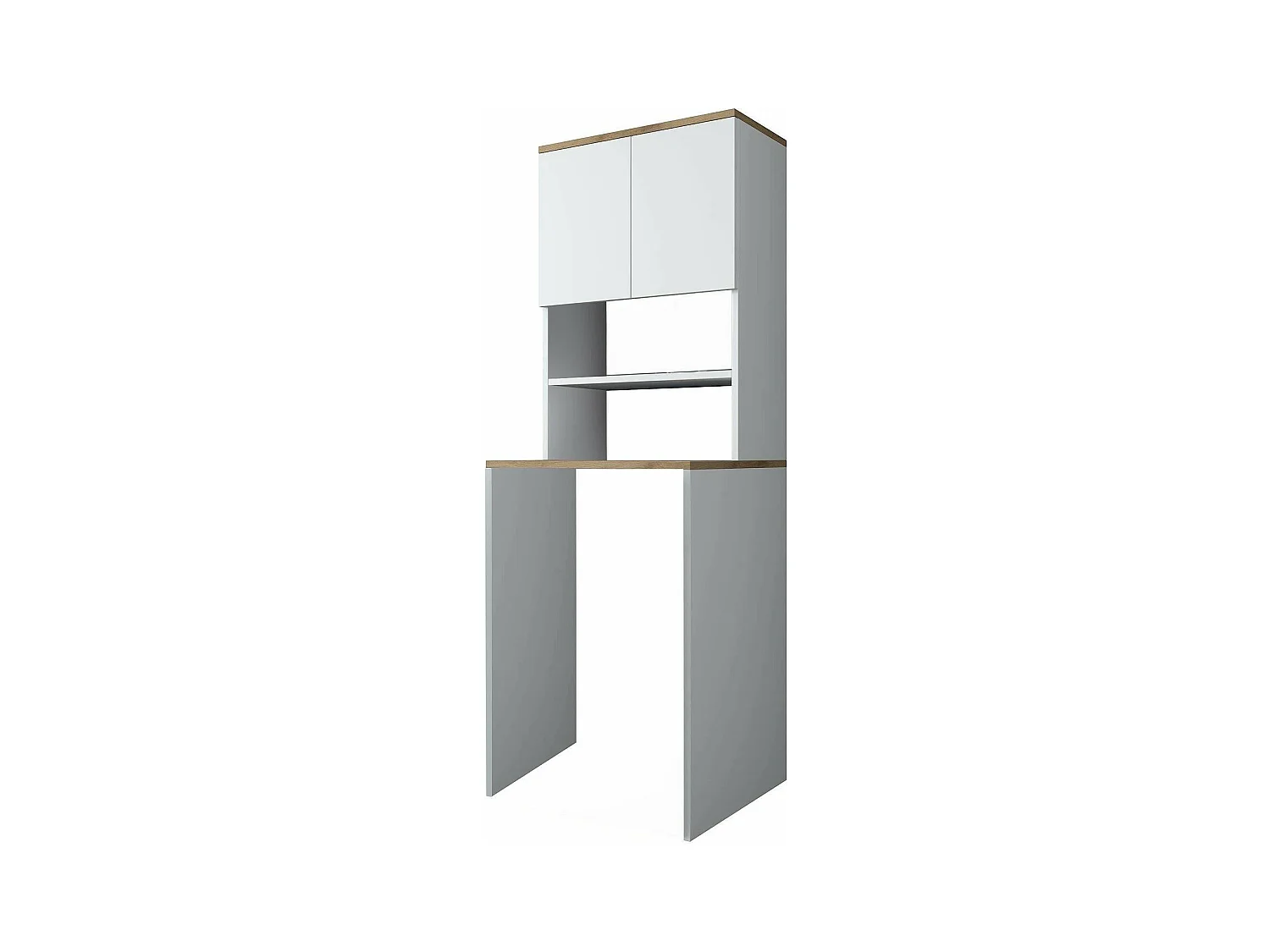 Armoire polyvalente à 2 portes Dgarofal, Meubles multifonctionnels, Casier à chaussures, Support à chaussures pour armoire, 65x60h184 cm, Blanc et Noyer