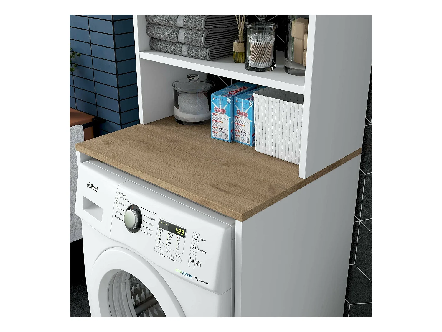 Armoire polyvalente à 2 portes Dgarofal, Meubles multifonctionnels, Casier à chaussures, Support à chaussures pour armoire, 65x60h184 cm, Blanc et Noyer