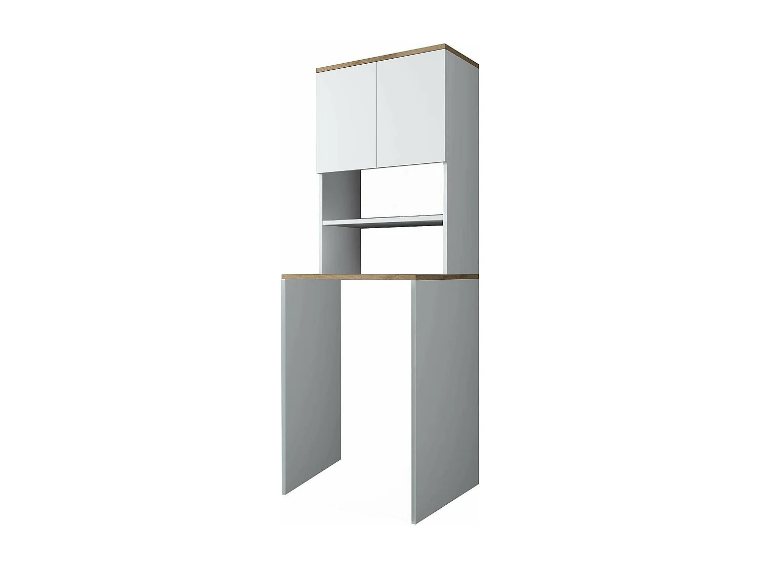 Dgarofal multifunctionele kledingkast 2 deuren, multifunctionele kast, schoenenrekkast, schoenenkast, 65x60h184 cm, wit en walnoot