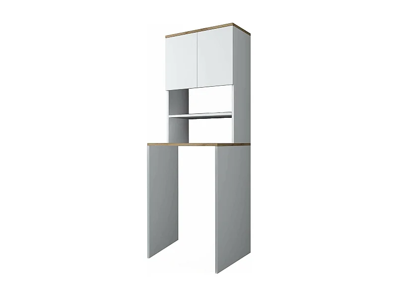 2-türiger MehrzweckschrankDgarofal, Multifunktionale Möbel, Schuhschrank, Besenschrank, 65x60h184 cm, WeiÃŸ und Walnuss