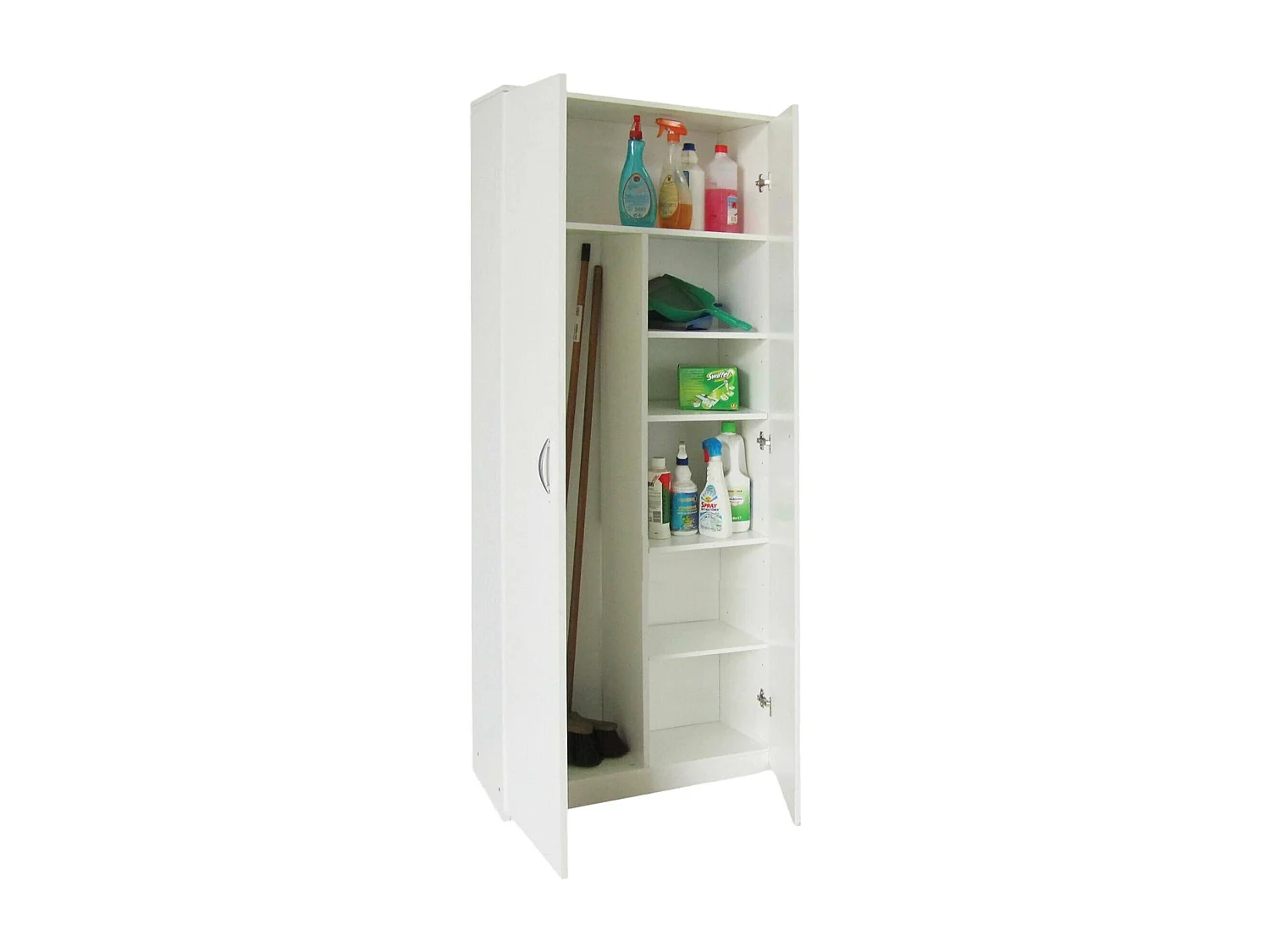 Multifunctionele kledingkast 2 deuren Dragg, Multifunctionele kast, Schoenenkast, Bezemkast, Made in Italy, 72x36h186 cm, Wit