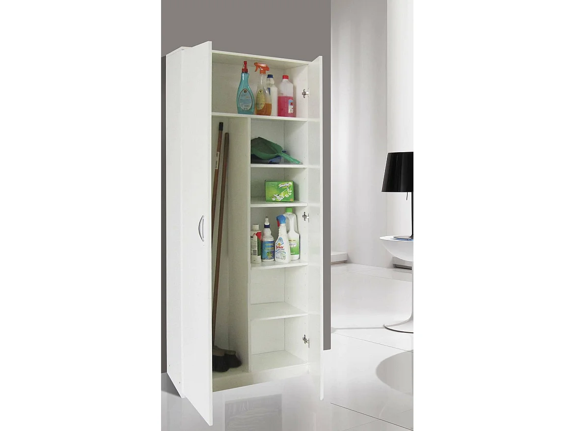 Multifunctionele kledingkast 2 deuren Dragg, Multifunctionele kast, Schoenenkast, Bezemkast, Made in Italy, 72x36h186 cm, Wit