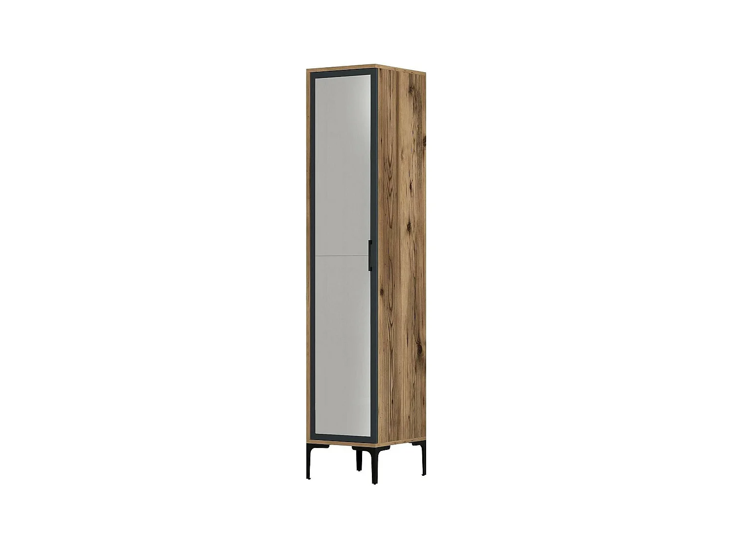 Armoire polyvalente 1 porte Dabadi, Meubles multifonctionnels, Casier à chaussures, Support à chaussures pour armoire, 40x201h48 cm, Noyer et Anthracite