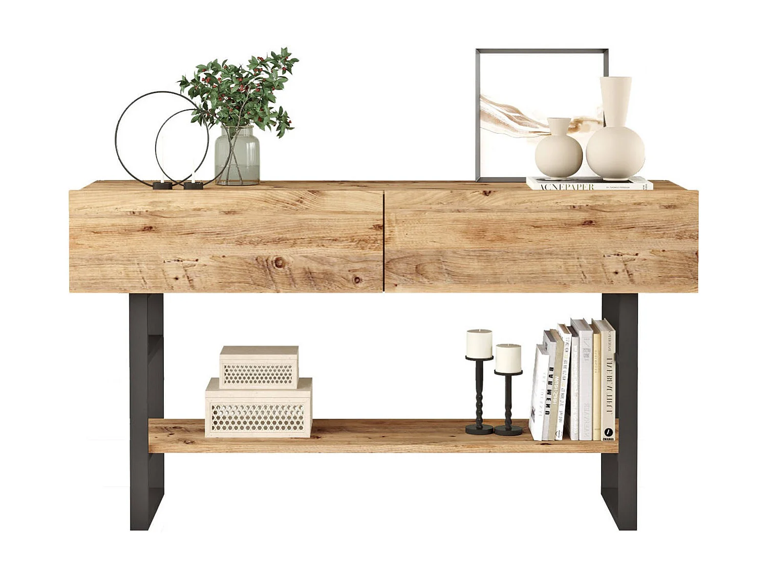 Kommode Dmarruocc, Wohnzimmerbuffet, Wohnzimmer-Sideboard, Moderne Küchen-Speisekammer, 139x43 h76 cm, Eiche