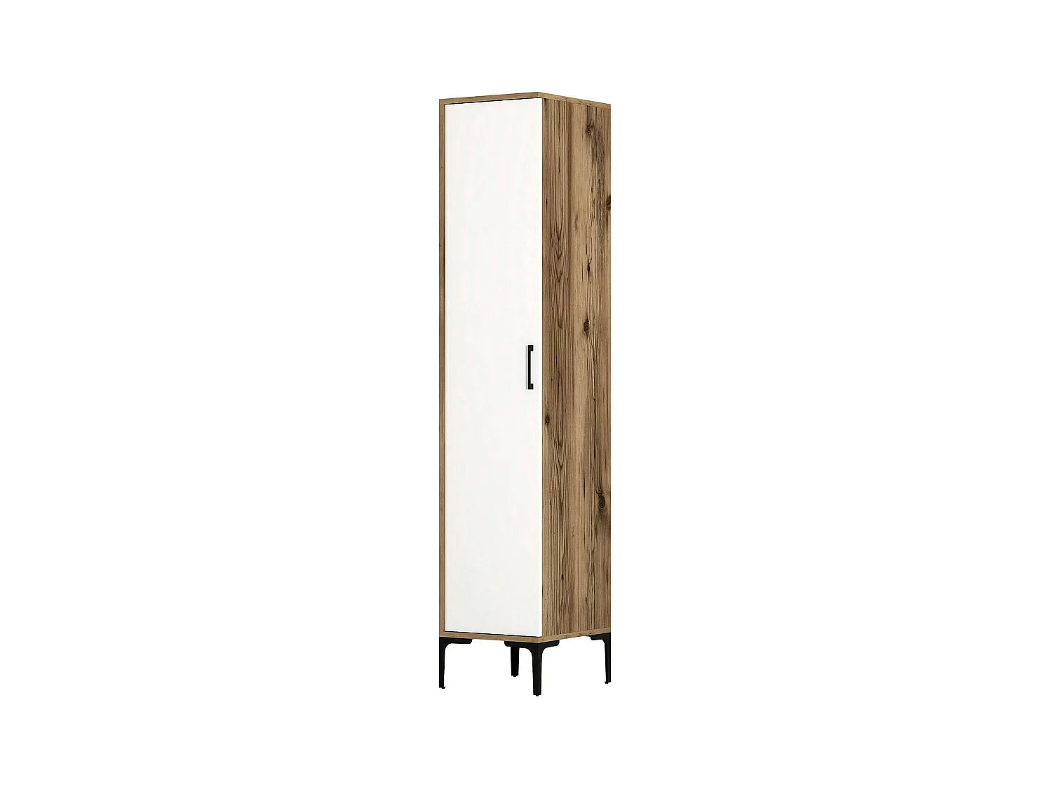 Dnuytinc multifunctionele kledingkast 1 deur, Multifunctionele kast, Schoenenkast, Schoenenkast, 40x201h48 cm, Walnoot en Wit