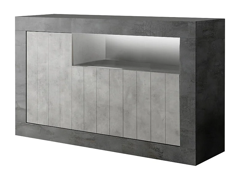 Dmora - Credenza Dolphin, 138x42 h86 cm, Ardesia e Cemento