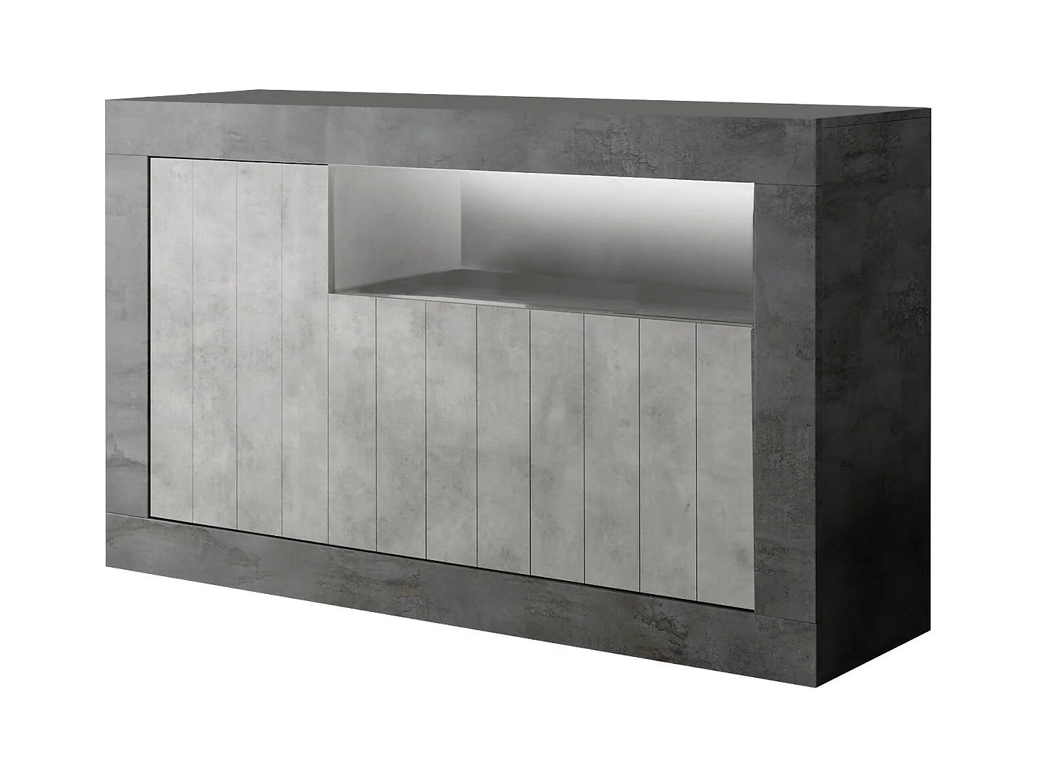 Buffet Diguodal, Buffet du salon, Commode de salon, Garde-manger de cuisine, Made in Italy, 138x42 h86 cm, Ardoise et Ciment
