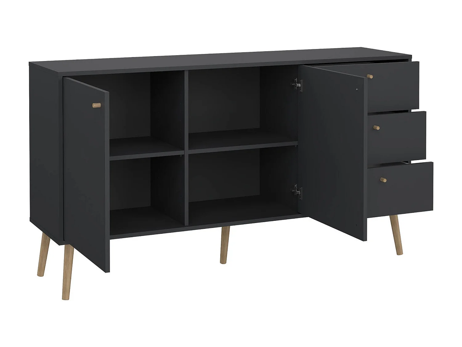 Buffet Dsann, Buffet du salon, Commode de salon, Garde-manger de cuisine, 147x39 h82 cm, Gris