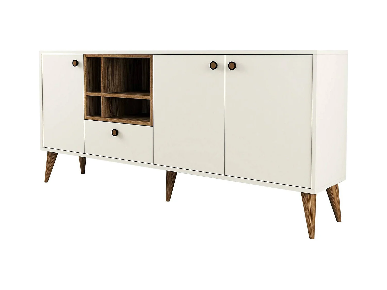 Buffet Dmariniell, Buffet du salon, Commode de salon, Garde-manger de cuisine, 180x35 h81 cm, Crème