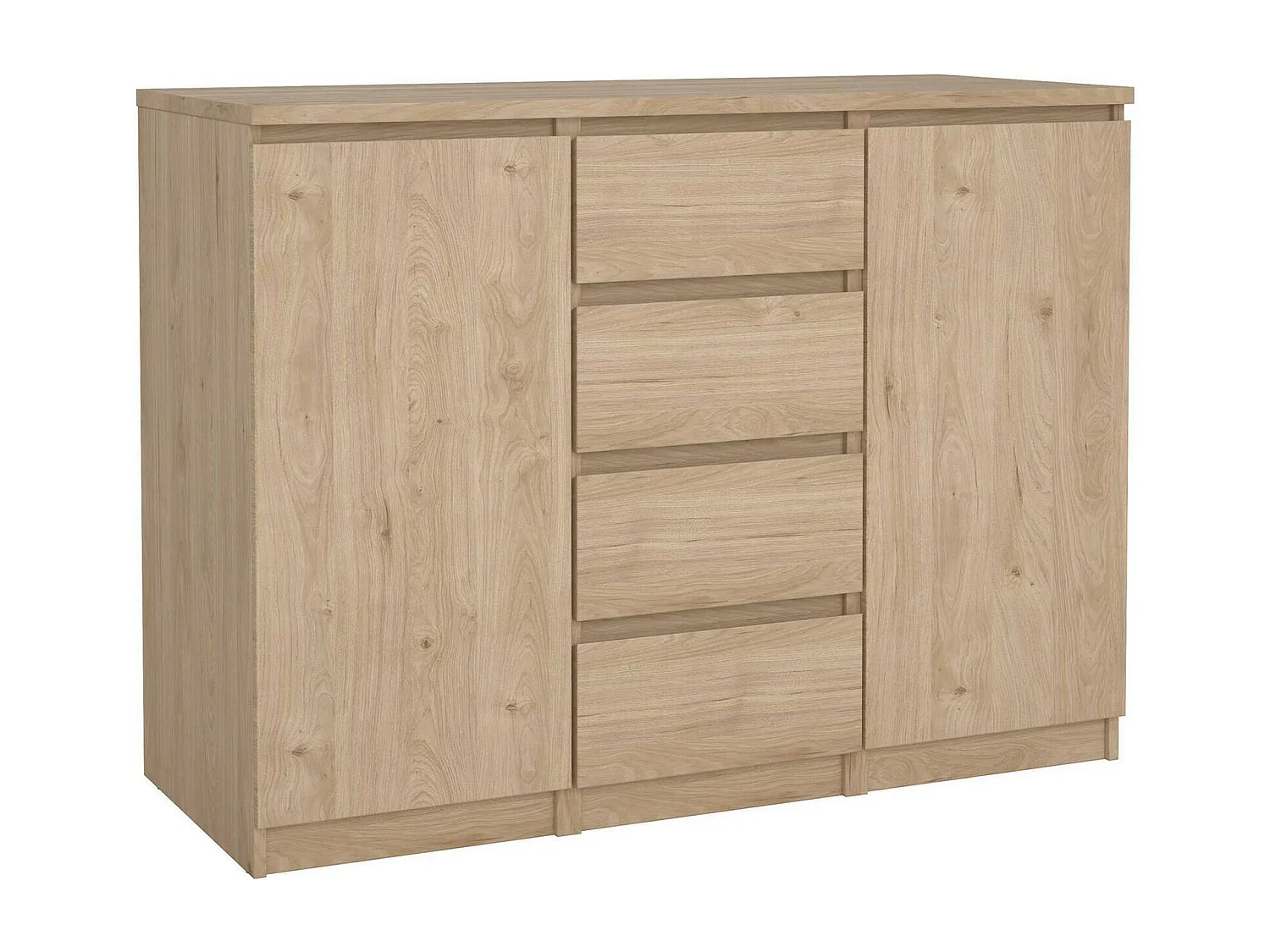 Kommode Dsalmas, Wohnzimmerbuffet, Wohnzimmer-Sideboard, Moderne Küchen-Speisekammer, 121x50 h91 cm, Eiche