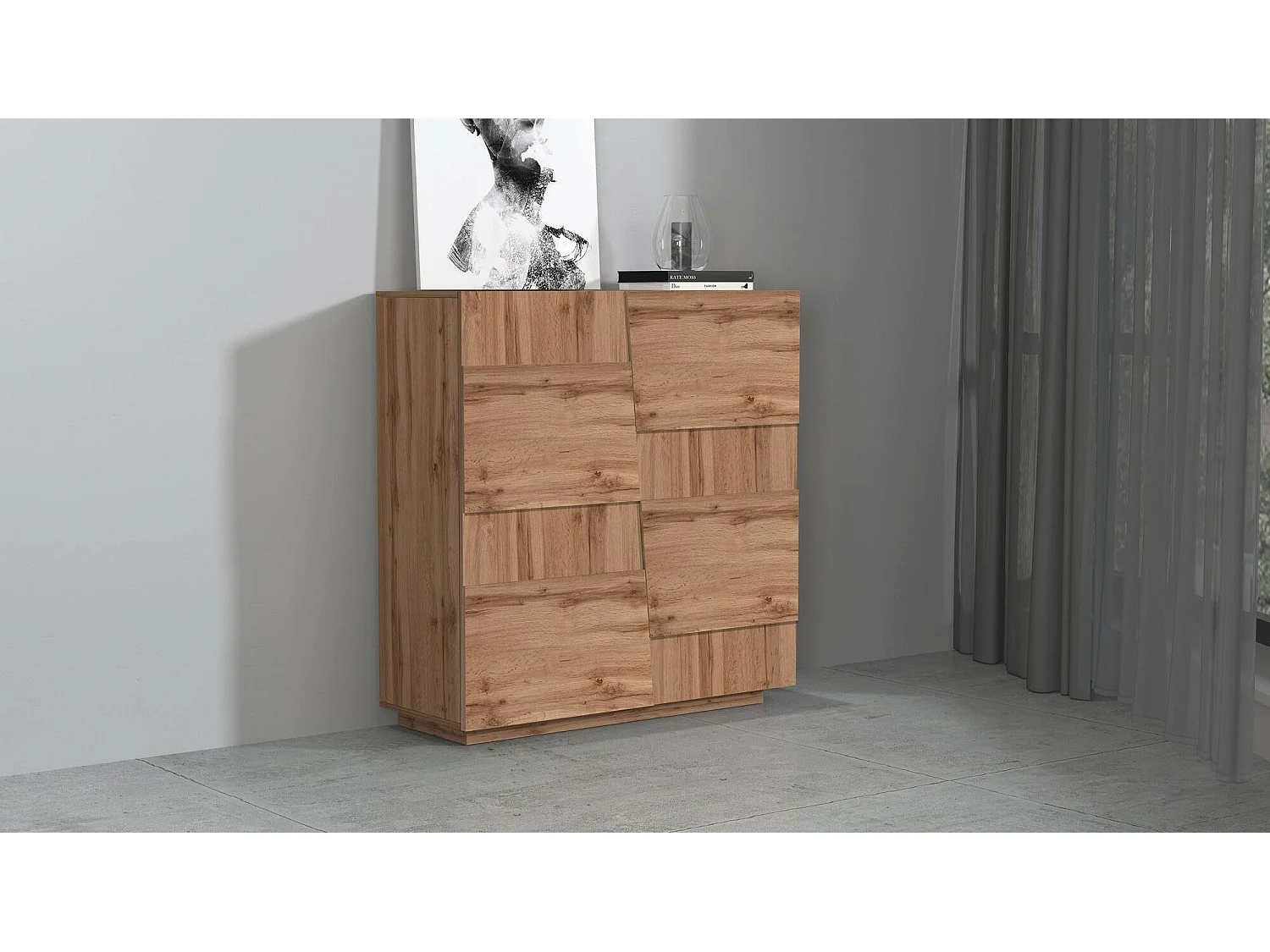 Armoire polyvalente 2 portes Ddescigli, Armoire multifonctionnelle, Armoire 2 portes, 120x44h126 cm, Chêne