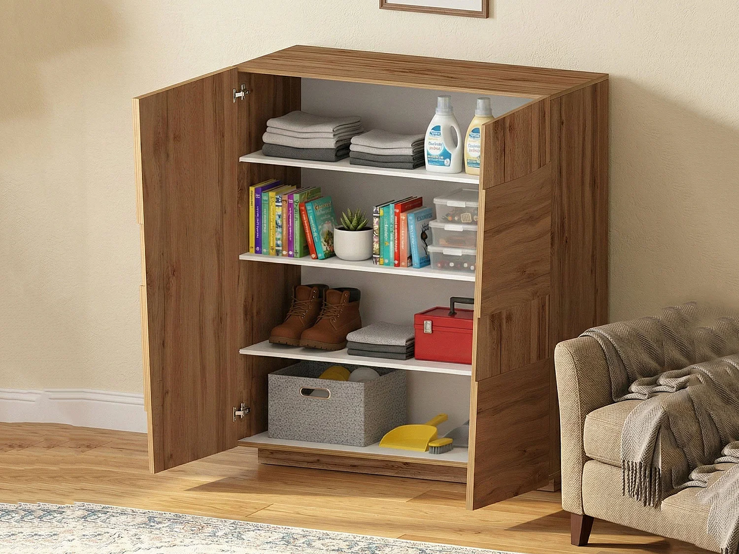Armoire polyvalente 2 portes Ddescigli, Armoire multifonctionnelle, Armoire 2 portes, 120x44h126 cm, Chêne