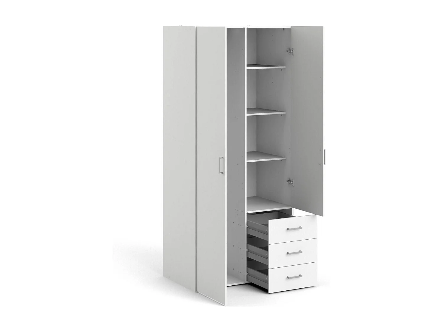 Armário Dscurt de 2 portas, mobiliário de quarto, roupeiro, roupeiro, 77x49 h175 cm, branco