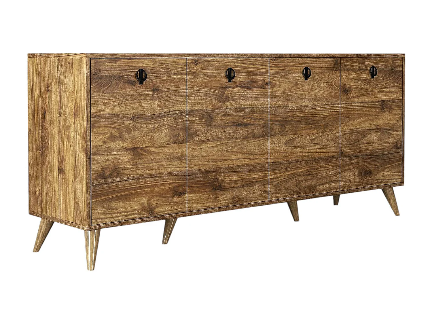 Kommode Dmutarell, Wohnzimmerbuffet, Wohnzimmer-Sideboard, Moderne Küchen-Speisekammer, 180x45 h80 cm, Nussbaum