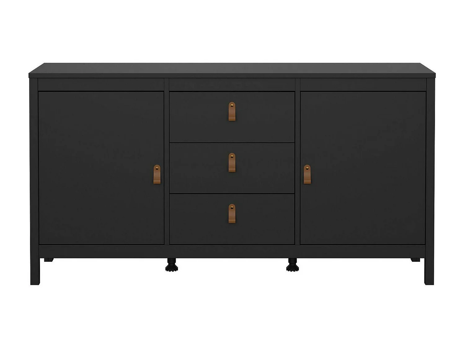 Kommode Dsaracc, Wohnzimmerbuffet, Wohnzimmer-Sideboard, Moderne Küchen-Speisekammer, 151x38 h80 cm, Schwarz