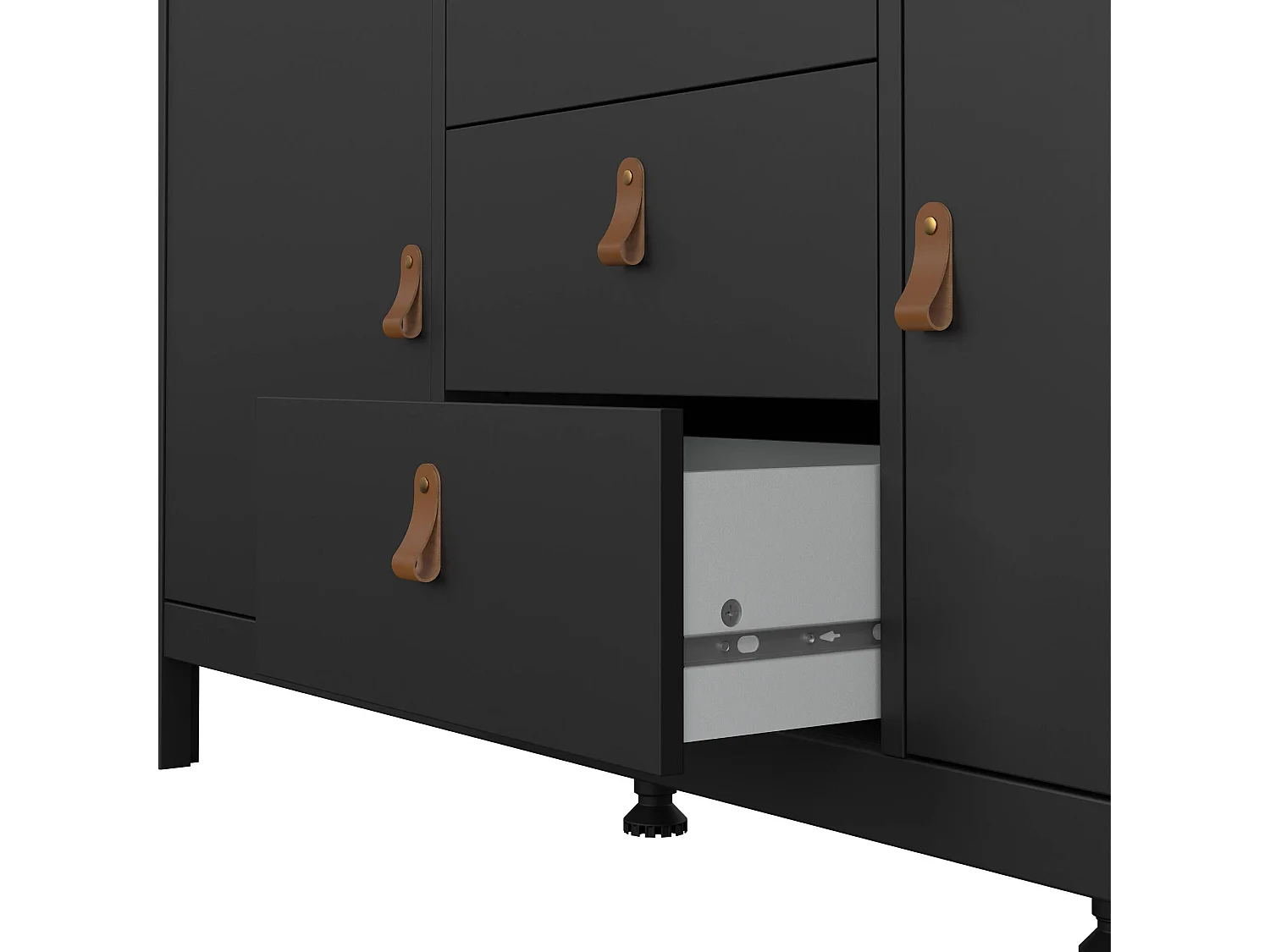 Kommode Dsaracc, Wohnzimmerbuffet, Wohnzimmer-Sideboard, Moderne Küchen-Speisekammer, 151x38 h80 cm, Schwarz