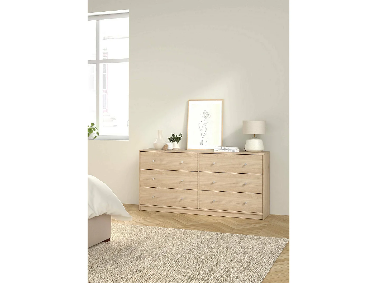 Dmora - Credenza Rick, 143x30 h68 cm, Rovere