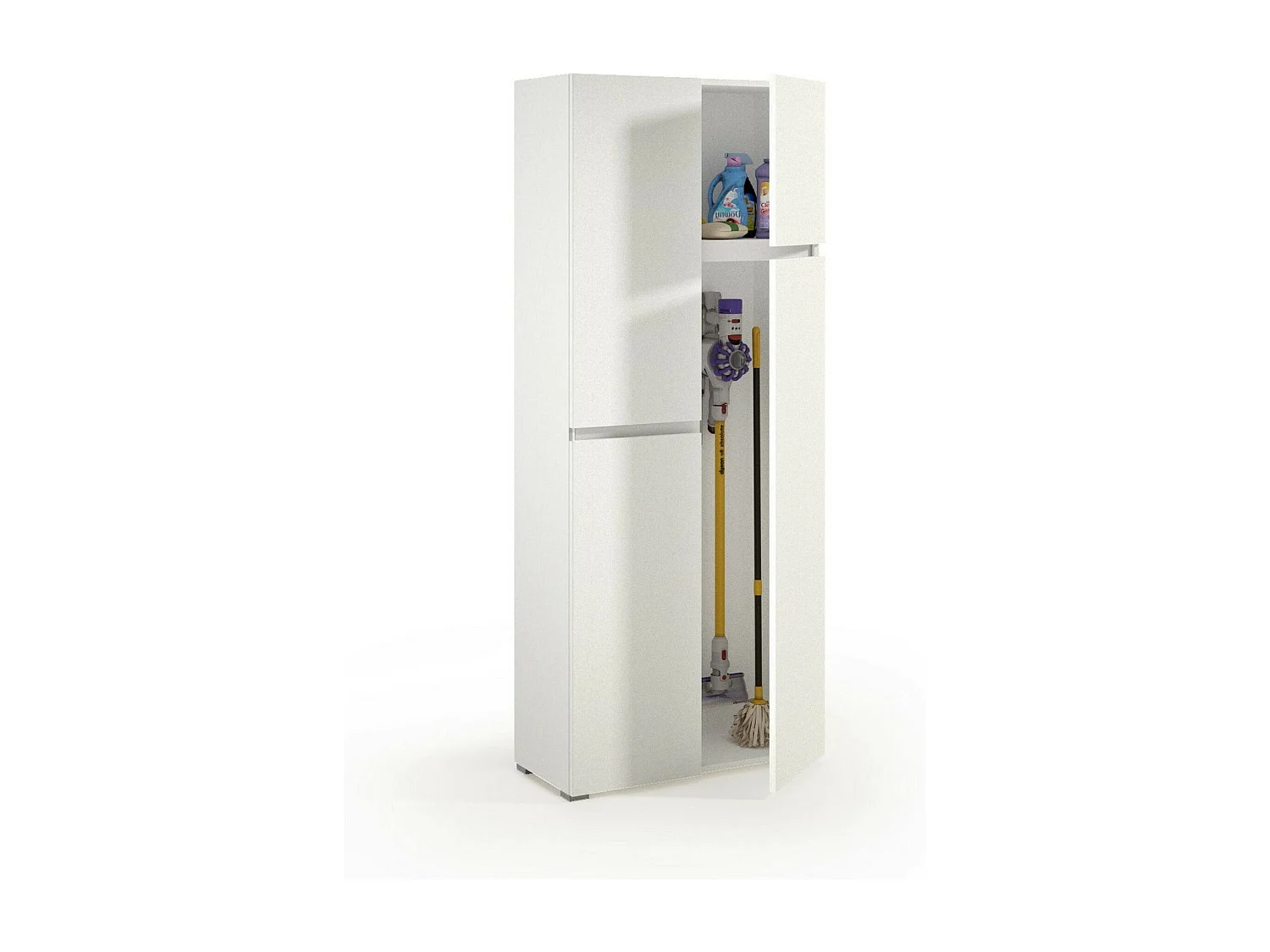 Armário multiusos grande Dbandinell, Armário multiusos com 4 portas, Sapateira, Armário que poupa espaço, 100% Fabricado em Itália, 80x37h195 cm, Branco