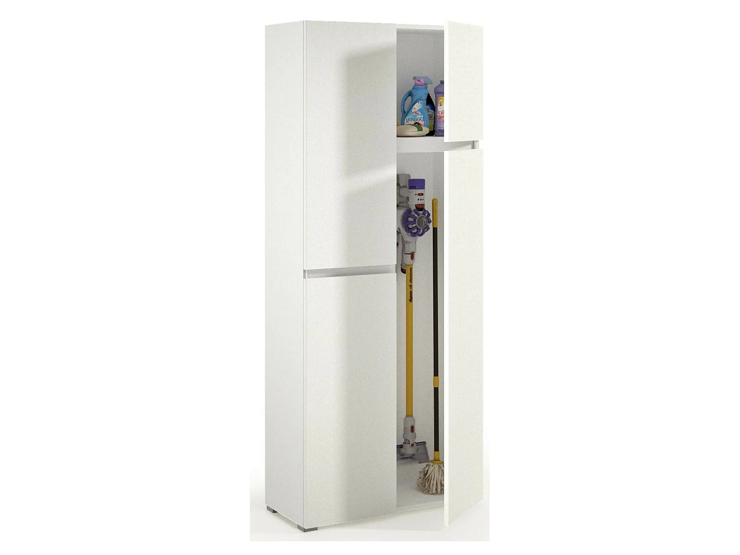 Armário multiusos grande Dbandinell, Armário multiusos com 4 portas, Sapateira, Armário que poupa espaço, 100% Fabricado em Itália, 80x37h195 cm, Branco