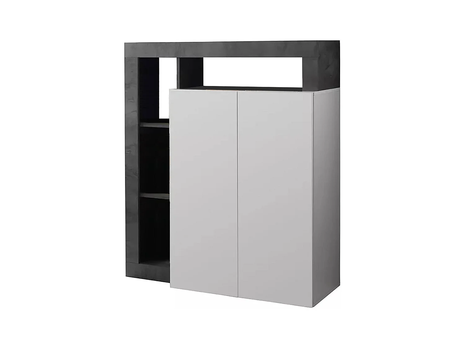 Dsmar Dressoir, Woonkamerbuffet, Woonkamerdressoir, Keukenkast, Made in Italy, 108x42 h127 cm, Glanzend wit en Leisteen