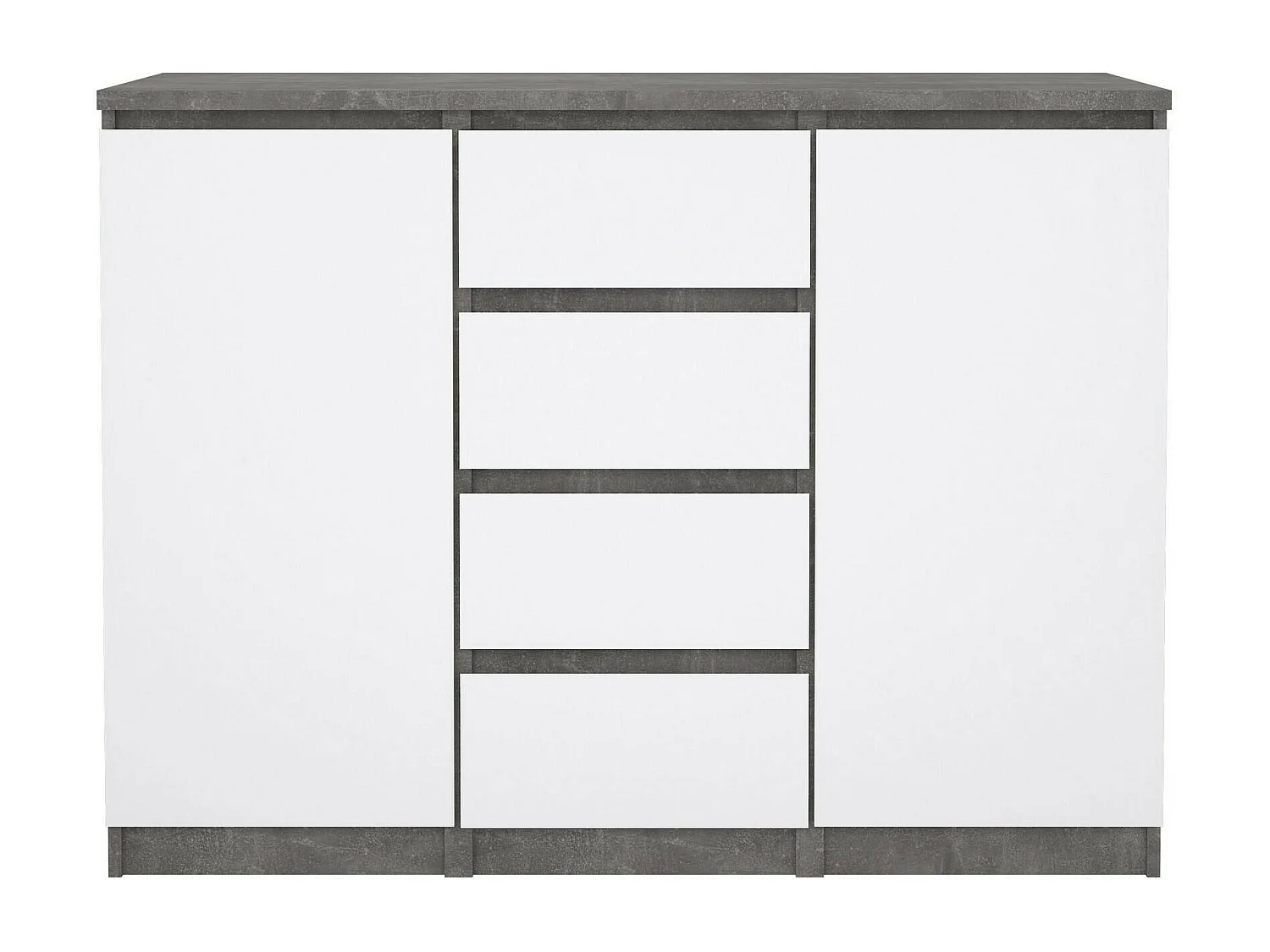Dsalmas dressoir, Woonkamerbuffet, Woonkamerdressoir, Keukenkast, 121x50 h91 cm, Cement en Wit