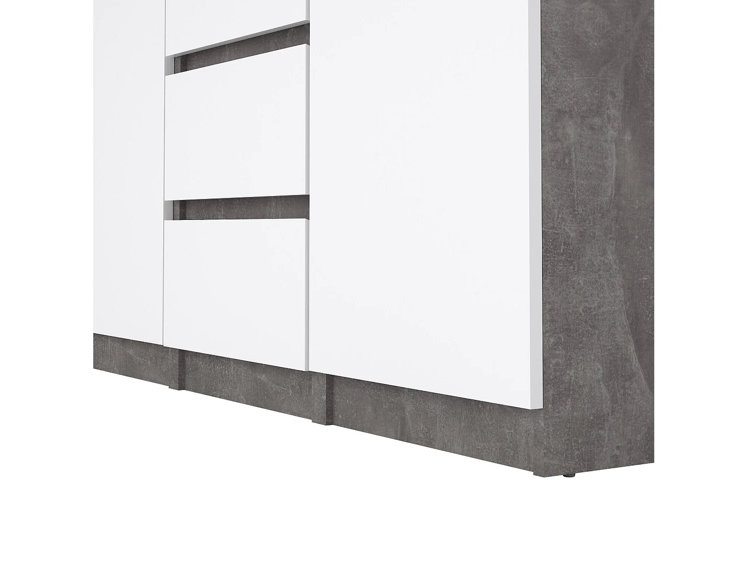 Dsalmas dressoir, Woonkamerbuffet, Woonkamerdressoir, Keukenkast, 121x50 h91 cm, Cement en Wit