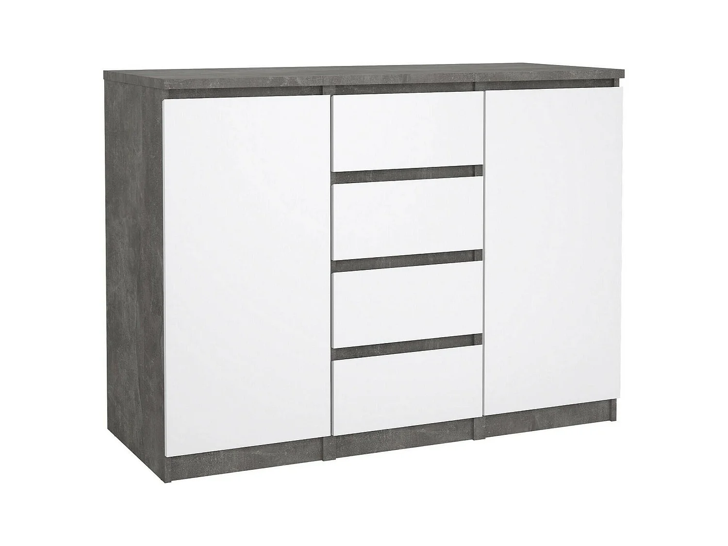 Buffet Dsalmas, Buffet du salon, Commode de salon, Garde-manger de cuisine, 121x50 h91 cm, Ciment et blanc