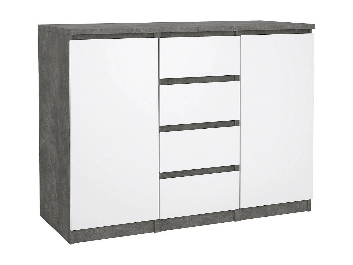 Dsalmas dressoir, Woonkamerbuffet, Woonkamerdressoir, Keukenkast, 121x50 h91 cm, Cement en Wit