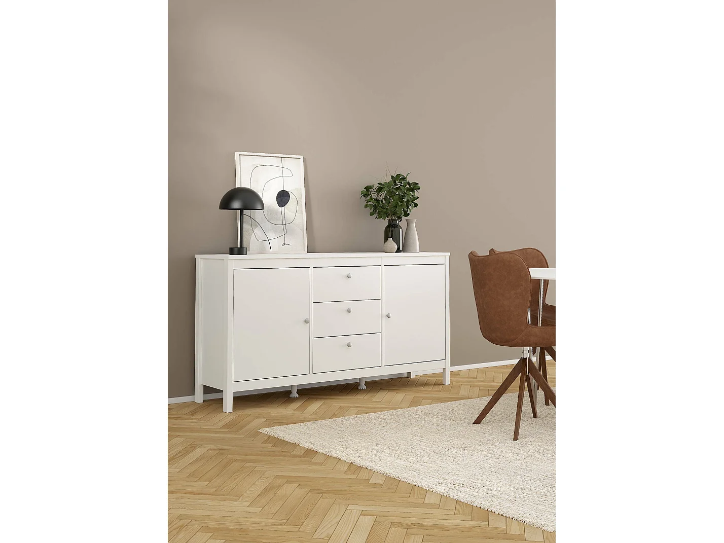 Dsaracc dressoir, Woonkamerbuffet, Woonkamerdressoir, Keukenkast, 151x38 h80 cm, Wit