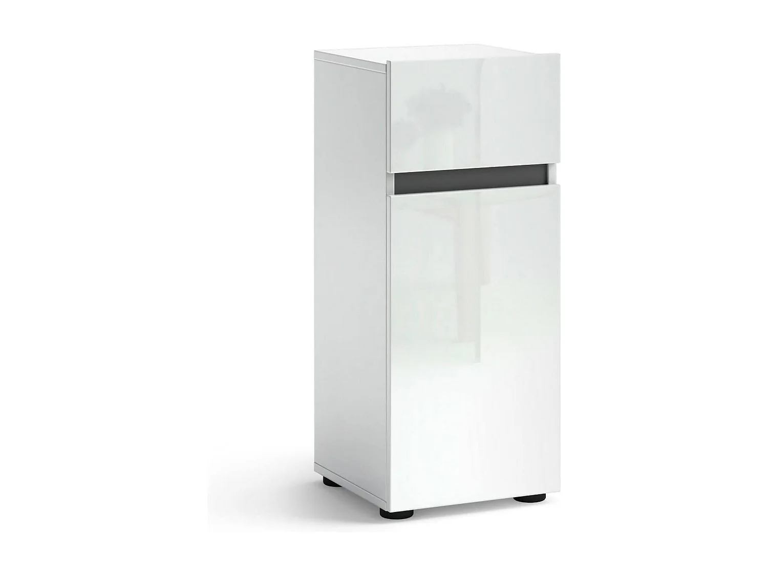 1-Tür MehrzweckschrankDelazzouz, Multifunktionale Möbel, Schuhschrank, Besenschrank, Made in Italy, 34x34h81 cm, Glänzendes WeiÃŸ