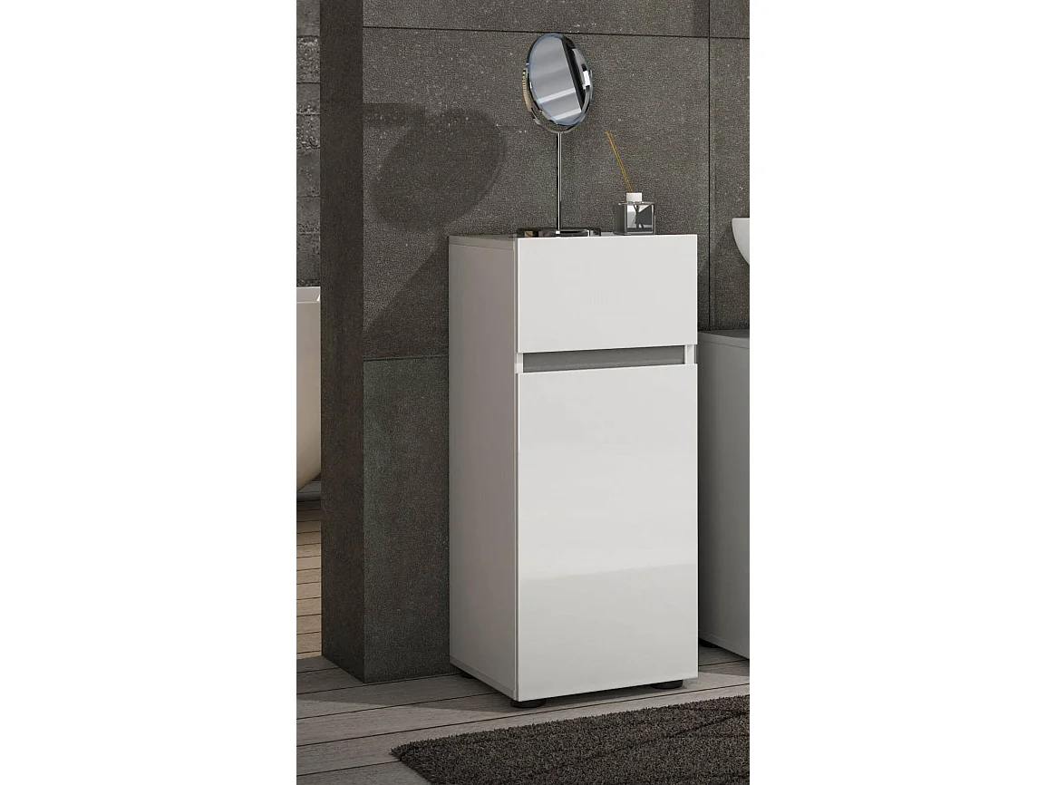 1-Tür MehrzweckschrankDelazzouz, Multifunktionale Möbel, Schuhschrank, Besenschrank, Made in Italy, 34x34h81 cm, Glänzendes WeiÃŸ