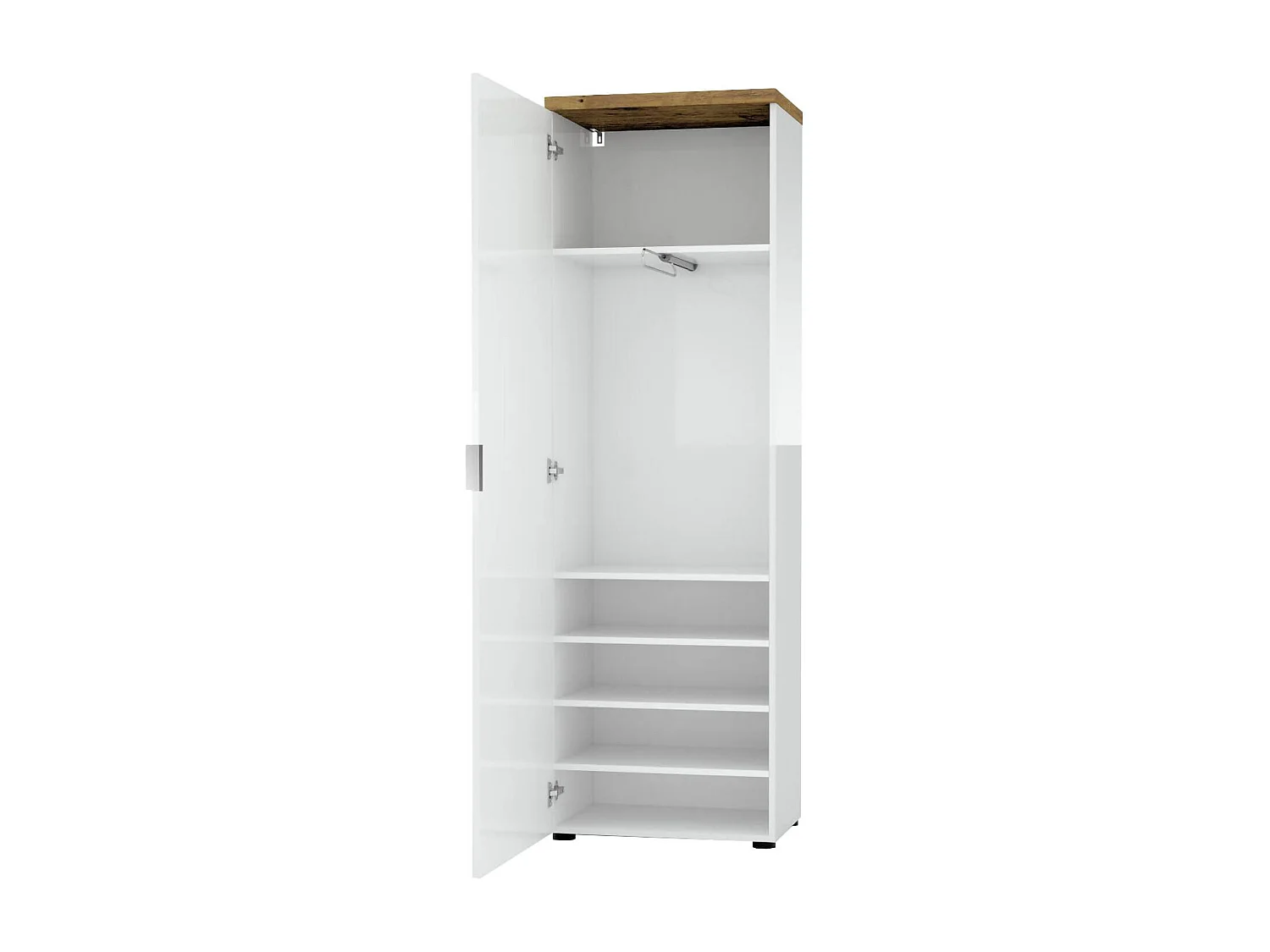 Armadio Multiuso 1 Anta Tani, Appendiabiti Made in Italy, 40x190h cm Bianco Lucido