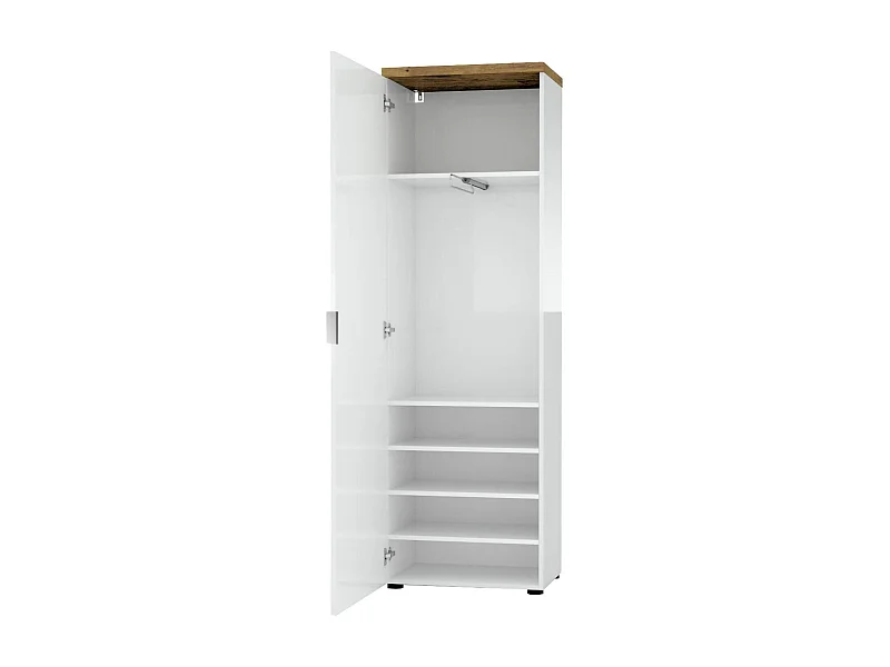Armadio Multiuso 1 Anta Tani, Appendiabiti Made in Italy, 40x190h cm Bianco Lucido
