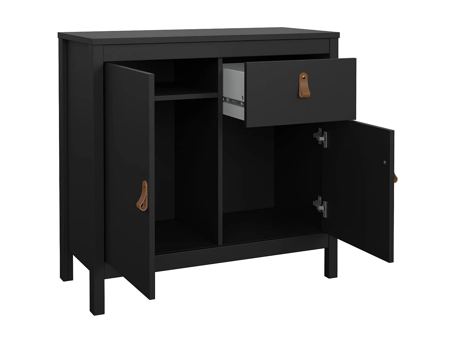 Buffet Dsaracin, Buffet du salon, Commode de salon, Garde-manger de cuisine, 82x38 h80 cm, Noir