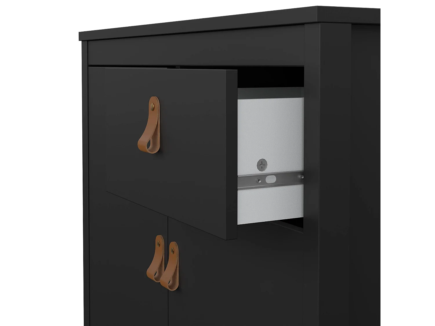 Kommode Dsaracin, Wohnzimmerbuffet, Wohnzimmer-Sideboard, Moderne Küchen-Speisekammer, 82x38 h80 cm, Schwarz