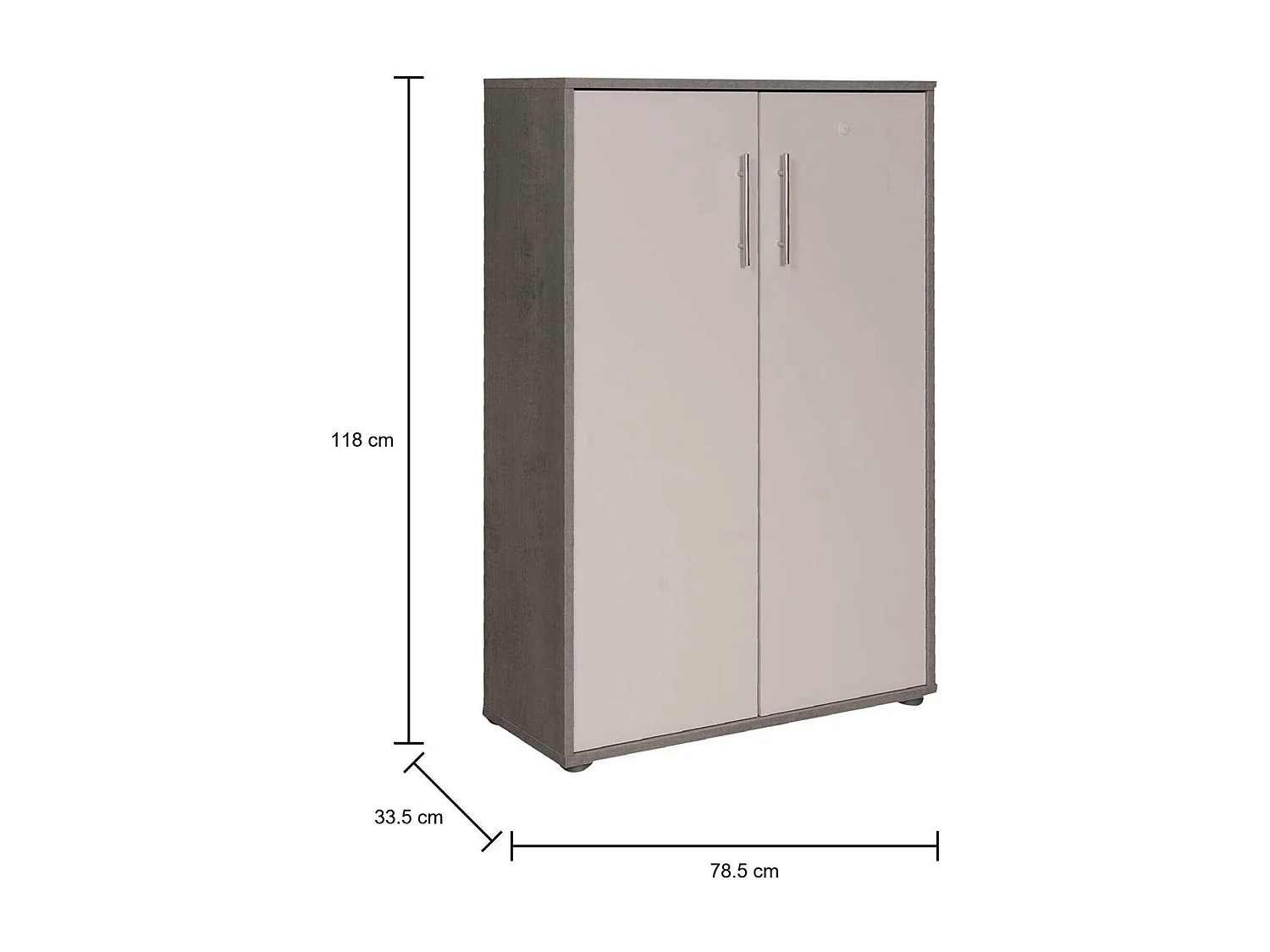 Armoire polyvalente à 2 portes Dpazzin, Armoire auxiliaire, Armoire à chaussures, Bibliothèque multifonction avec 2 portes, 79x34h118 cm, Ciment et Blanc