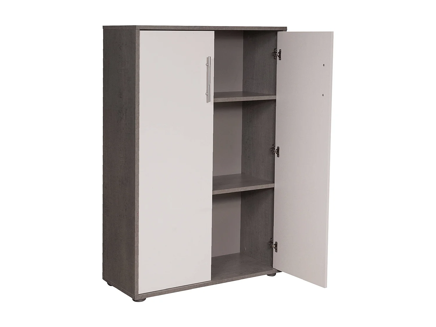 Roupeiro multiusos Dpazzin com 2 portas, Armário auxiliar, Sapateira, Estante multifuncional com 2 portas, 79x34h118 cm, Cimento e Branco