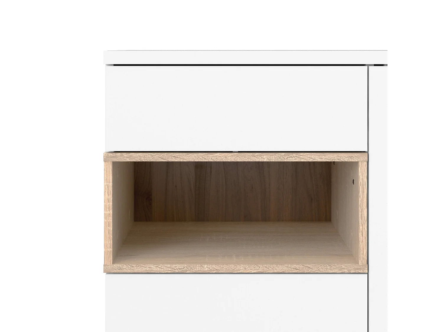 Buffet Dsantan, Buffet du salon, Commode de salon, Garde-manger de cuisine, 89x36 h119 cm, Blanc et chêne