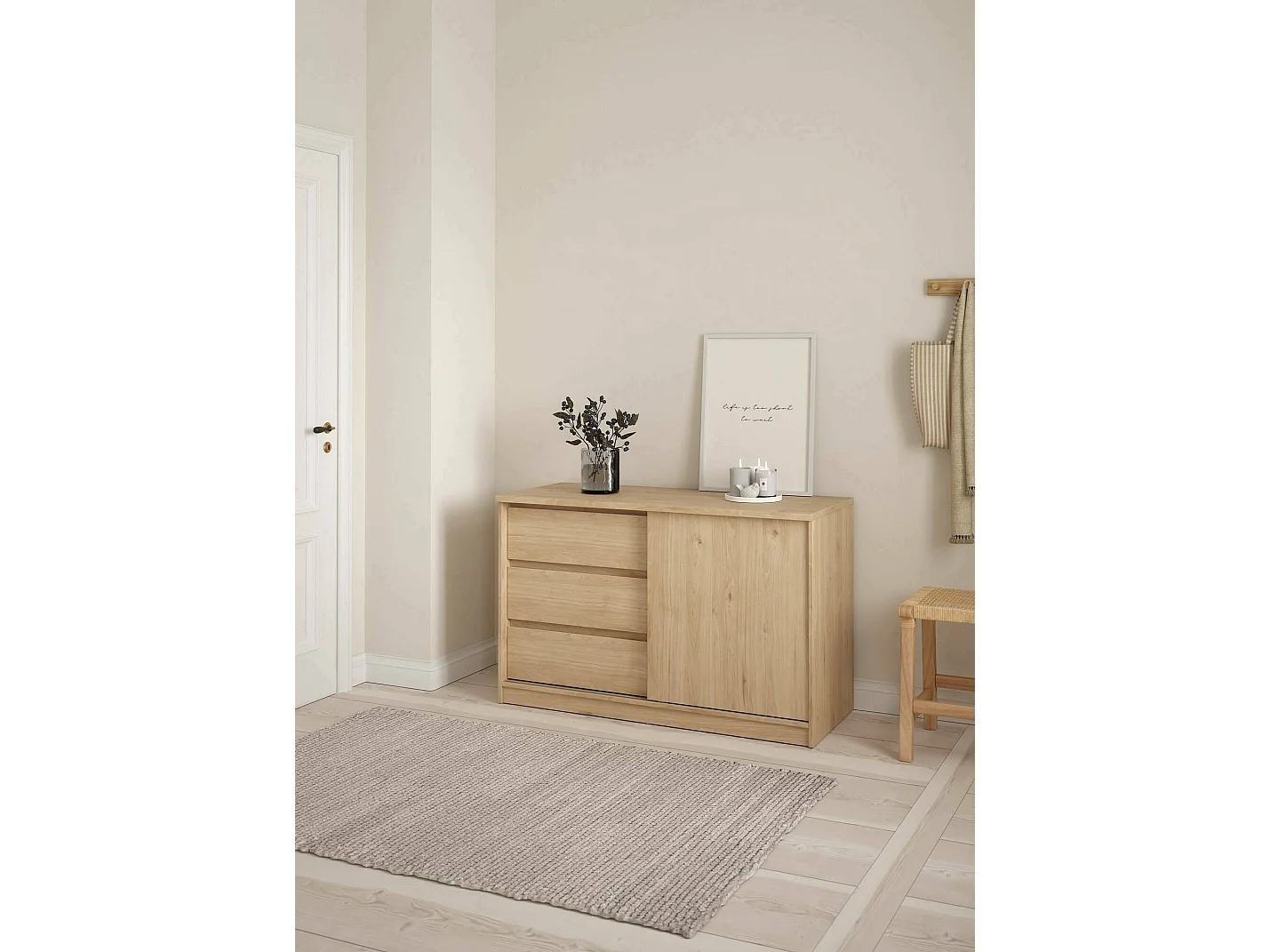Dmora - Credenza Bebinca, 119x50 h76 cm, Rovere
