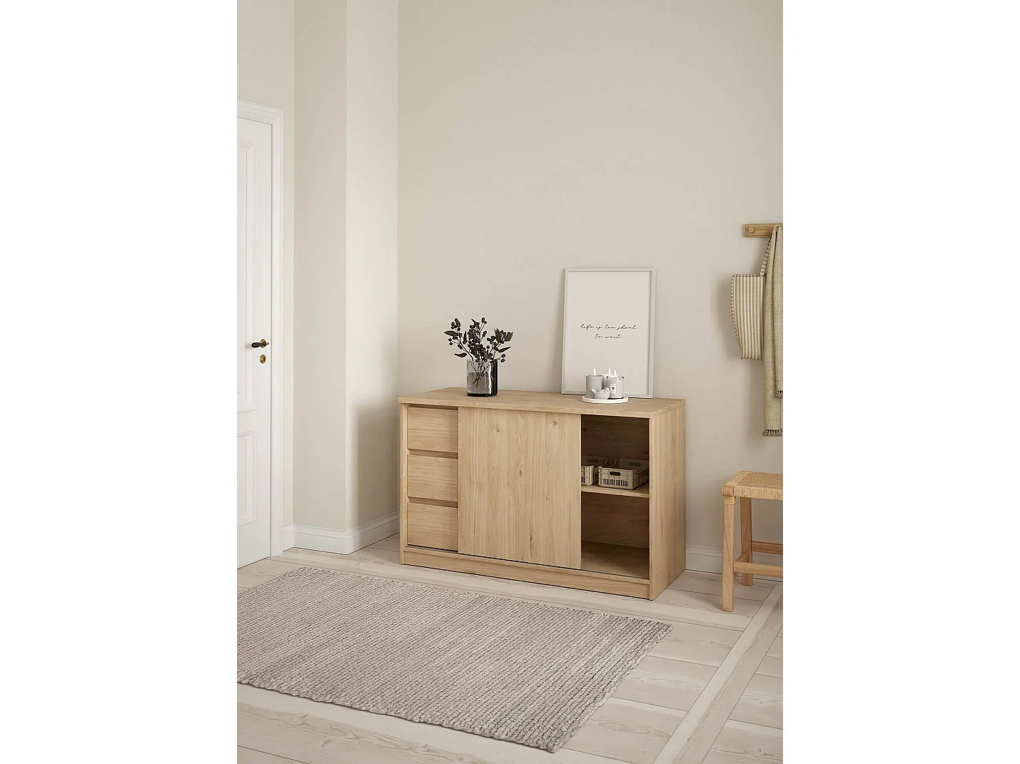 Dmora - Credenza Bebinca, 119x50 h76 cm, Rovere