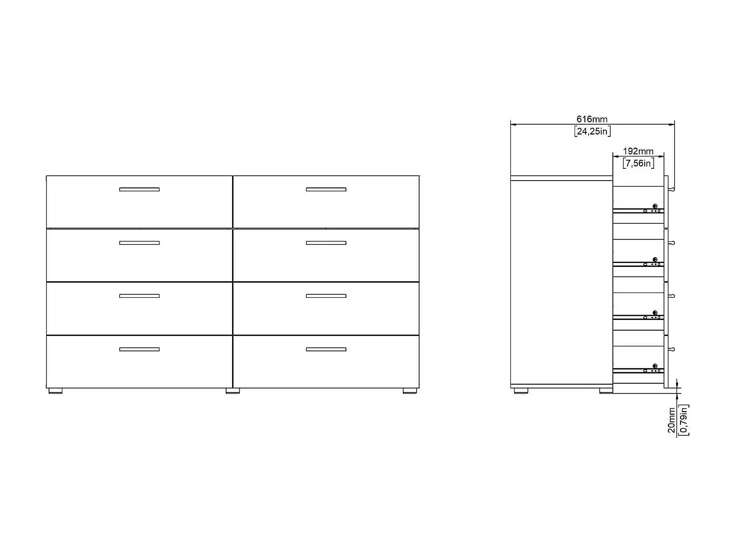 Dmora - Credenza Phethai, 140x40 h82 cm, Rovere