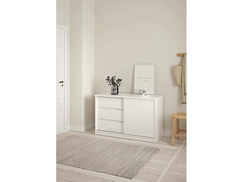 Buffet Dsatalin, Buffet du salon, Commode de salon, Garde-manger de cuisine, 119x50 h76 cm, Blanc