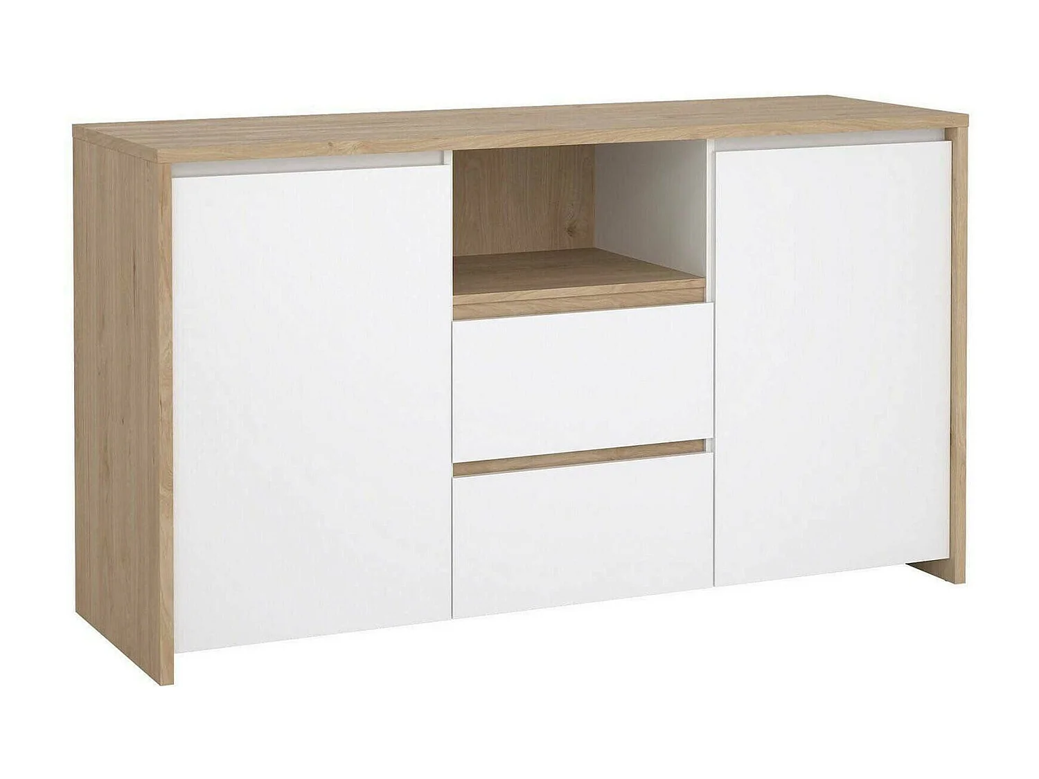 Aparador Dsalva, Buffet de sala, Aparador de sala, Despensa de cozinha, 149x48 h84 cm, Carvalho e Branco